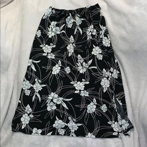 black and white flowered skirt